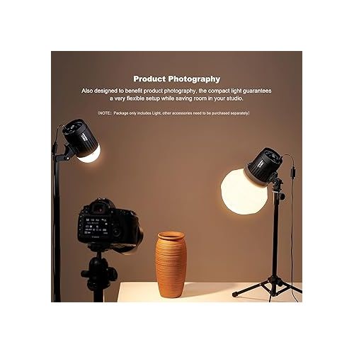  Godox Litemons Tabletop LED Light with Holder & Power Cable, 3200K-6500K 38W Bi-Color LED Video Light, CRI 95+/TLCl 96+, 11 FX Light Effects for Short Film Shooting and Live Streaming