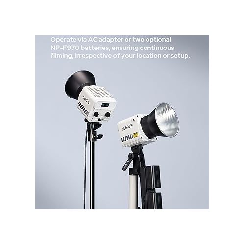  Godox ML60II Bi 70W Video Light, Bi-Color 2800-6500K, CRI≥96 TLCI≥97, 11 FX Light Effects, Bluetooth App Control Godox Mount Lights for Live Streaming, Interview, Still Life Photography, etc