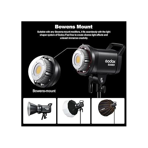  Godox 3Pack SL60IID LED Video Light Kit,70W 5600K±200K Photography Studio Lighting with Reflector,CRI96+,TLCI97+,8 FX Light Effects,APP Control(Upgraded Version for SL60W SL-60W)