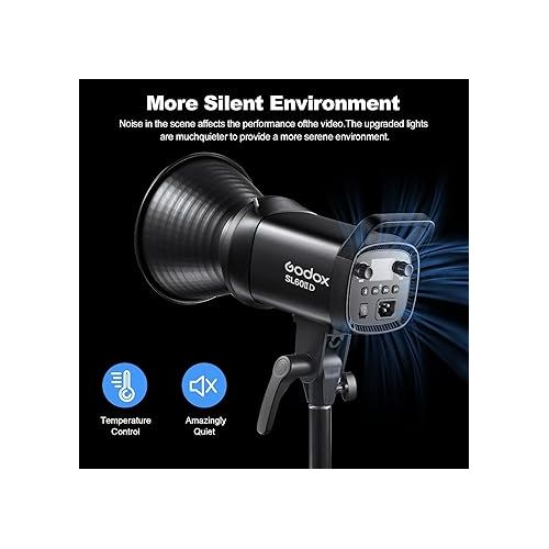  Godox 3Pack SL60IID LED Video Light Kit,70W 5600K±200K Photography Studio Lighting with Reflector,CRI96+,TLCI97+,8 FX Light Effects,APP Control(Upgraded Version for SL60W SL-60W)