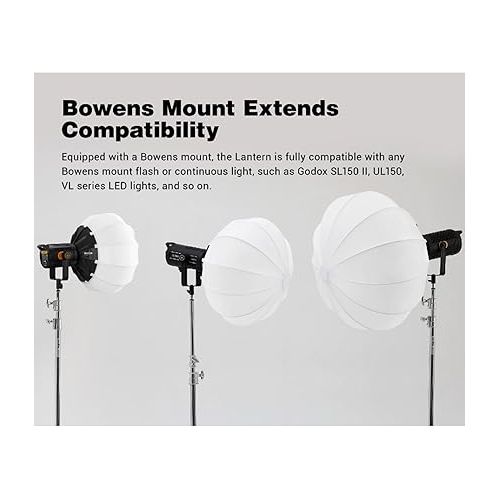  GODOX CS-50D Lantern Softbox 50cm/20inch Omni-Directional Light Modifier Bowens Mount for Godox SL60W SL150 II, UL150, VL150 Light for Video Recording, Live Streaming, and Film Making