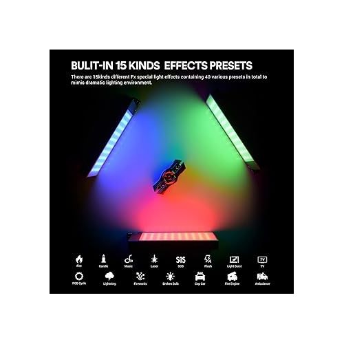  Godox M1 RGB Mini Creative Light,Led Video Light,13W 2500k-8500k Adjustable,CRI97 TLCT 97 RGB 0-360 Full Color,Music Beats Light Function and 40 FX Lighting Effects with Aluminum Alloy Shell(Green)