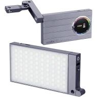 Godox M1 RGB Camera Light, Portable LED Video Light, Pocket Full Color LED Video Light Panel CRI 97+ 2500k-8500k, Music Beats Function and 15 FX Lighting Effects with Aluminum Alloy Body - Gray