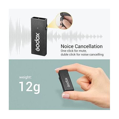  GODOX MoveLink Mini Wireless Microphone, 100m Range, 2.4GHz Noise Cancelling Mic, Omnidirectional Lavalier Microphone for Record Interviews, Vlogs, Lightning