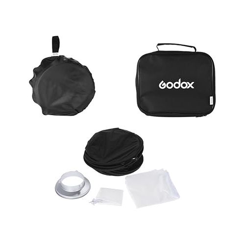  Godox 32x32 inches / 80x80cm Portable Foldable Studio Flash Softbox Diffuser kit with Bowens Mount Speedring and Carrying Case for Portraits,Product Photography and Video Shooting with USB LED