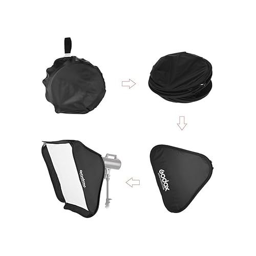  Godox 32x32 inches / 80x80cm Portable Foldable Studio Flash Softbox Diffuser kit with Bowens Mount Speedring and Carrying Case for Portraits,Product Photography and Video Shooting with USB LED