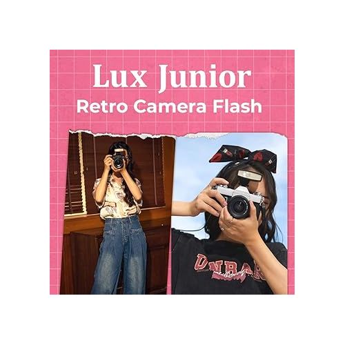  GODOX Lux Junior Retro Camera Flash GN12 6000K Color Temperature Auto & Manual Modes 1/1-1/64 Flash Power 28mm Focal Length Replacement for Canon Nikon Sony Fuji Olympus Hot-Shoe Cameras