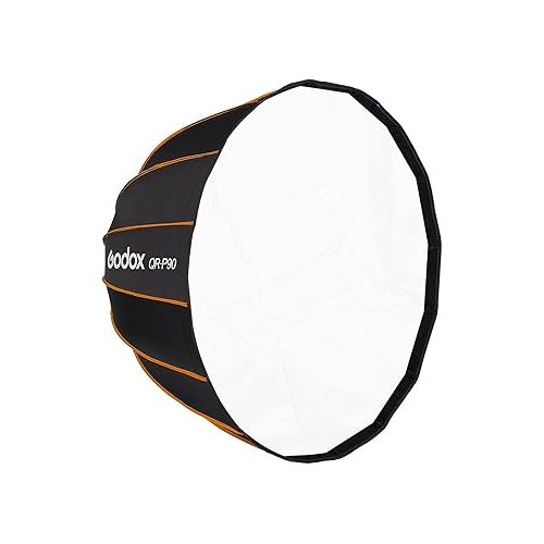  GODOX QR-P90 35.4 Inch/90CM Parabolic Softbox Bowens Mount, Quick Release Parabolic Softbox, with Front & Inner Diffuser SL-60W AD600BM VL150 UL150 SL150II Amaran 100X 200D 200X