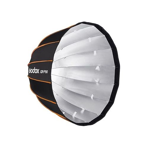  GODOX QR-P90 35.4 Inch/90CM Parabolic Softbox Bowens Mount, Quick Release Parabolic Softbox, with Front & Inner Diffuser SL-60W AD600BM VL150 UL150 SL150II Amaran 100X 200D 200X