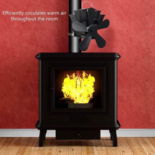  GOFEI 5 Blades Stove Fan Thermal Power Fireplace Fan Heat Powered Log Burner Quiet Fan with Thermometer for Decorate Gifts Wood/Pellet Burning Stove