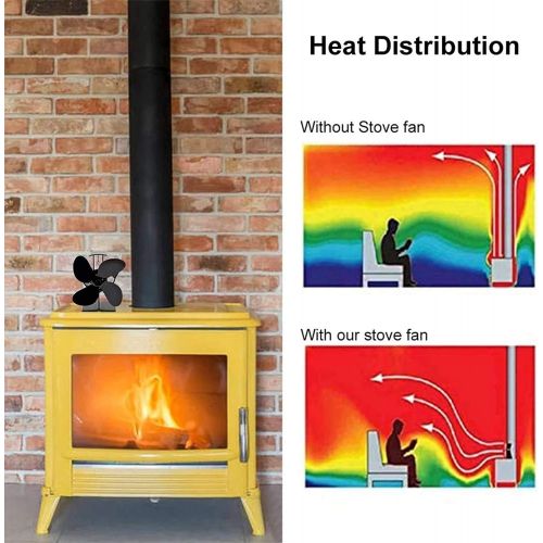  GOFEI Wood Burning Stove Fan, 4 Blade Heat Powered Stove Silent Fireplace Fan for Wood Log Burner Fireplace Hot Air Circulation