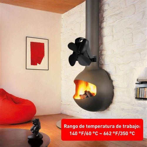  GOFEI 4 Blade Wood Stove Fan Heat Powered, Log Wood Burner Eco Quiet Home Fireplace Fan Fuel Heat Saving Distribution, Wall Mounted 1100RPM