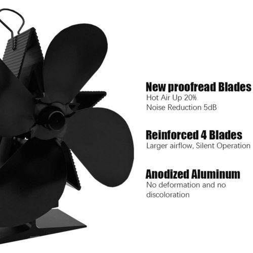  GOFEI Premium Wood Stove Fan Heat Powered, Alumina 4 Blade Ultra Quiet Warm Fireplace Fan Thermal Power Fan for Wood/Coal Or Pellet Burning Stove