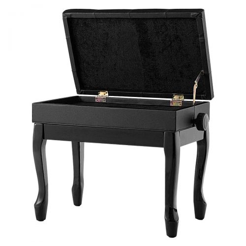  GOFLAME Piano Bench Stool Height Adjustable with Sheet Music Storage, PU Leather Padded Seat and Solid Wooden Legs, Heavy Duty Piano Stool with Anti-Slip Foot Pad, Perfect for Home