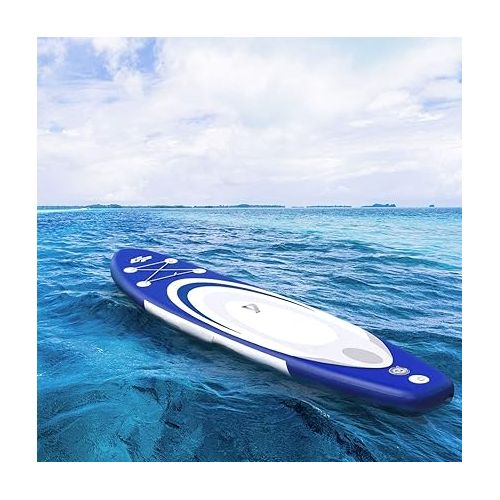  GOFLAME 11' Inflatable Stand up Paddle Board Adjustable Paddle, Leash, Pump and Backpack,Surfboard SUP Board with Pump Repair Kit, 6 Inch Thick (Blue, 11')