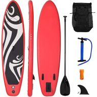 GOFLAME 11' Inflatable Stand up Paddle Board Adjustable Paddle, Leash, Pump and Backpack,Surfboard SUP Board with Pump Repair Kit, 6 Inch Thick (Red, 11')