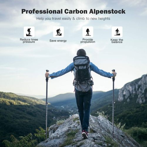  GOFLAME Trekking Poles 2 Pack Walking Hiking Anti-Shock Climbing Sticks Adjustable Lightweight Alpenstock Hicking Stick