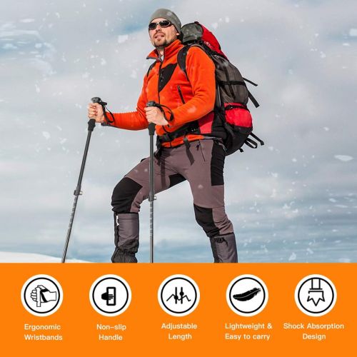  GOFLAME Trekking Poles 2 Pack Walking Hiking Anti-Shock Climbing Sticks Adjustable Lightweight Alpenstock Hicking Stick