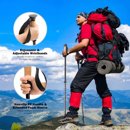  GOFLAME Trekking Poles 2 Pack Walking Hiking Anti-Shock Climbing Sticks Adjustable Lightweight Alpenstock Hicking Stick