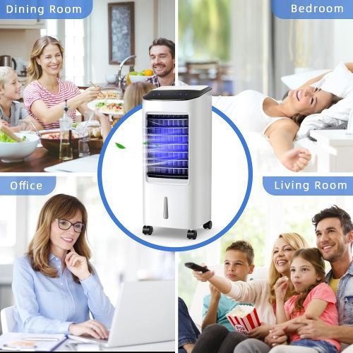  GOFLAME Evaporative Air Cooler Portable, 3-in-1 Air Cooler with Fan & Humidifier, Quiet Electric Air Cooler Fan with Remote Control, Timer, Compact Air Cooler for Home & Office