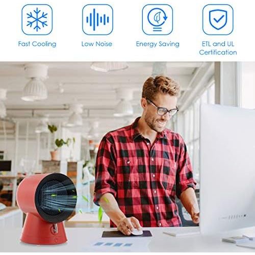  GOFLAME Electric Mini Space Heater Cooling Fan, 2-In-1 Space Heater With Adjustable Thermostat, 1500W Air Heater w/ Tip-Over & Overheat Protection, Quick Heat Up Machine for Home,