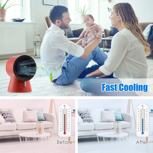  GOFLAME Electric Mini Space Heater Cooling Fan, 2-In-1 Space Heater With Adjustable Thermostat, 1500W Air Heater w/ Tip-Over & Overheat Protection, Quick Heat Up Machine for Home,