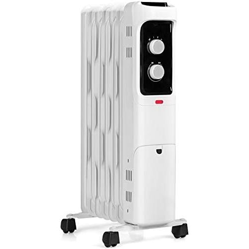  GOFLAME 1500W Oil Filled Radiator Heater, Electric Space Heater with 3 Heating Modes, Adjustable Thermostat, Tip-Over & Overheat Protection, Powerful Oil Heater for Home and Office