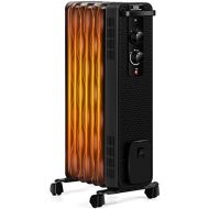 GOFLAME 1500W Oil Filled Radiator Heater Portable, Powerful Space Heater w/ 3 Heating Modes & Adjustable Thermostat, Tip-Over & Overheat Protection, Electric Heater for Home Office