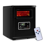 GOFLAME Infrared Electric Space Heater with Remote Control, 1500W Portable Room Heater with Digital Thermostat and Timer, Tip-over & Overheated Protection