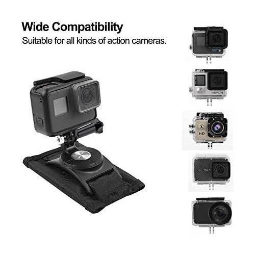  GOHIGH Backpack Shoulder Strap Mount Compatible with GoPro Hero 10 9 8 7 6 5 4 3, AKASO OSMO Insta 360,Action Camera 360 Rotation Adjustable Chest Pad Clip for Climbing Walking Cyc