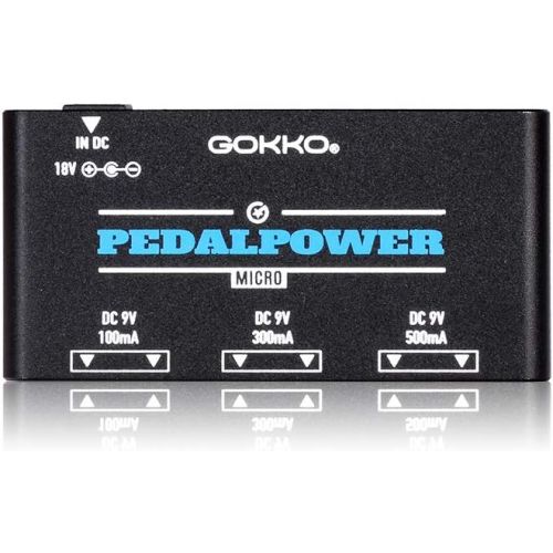  GOKKO Mini Guitar Pedal Power Supply 6 Isolated Outputs DC 9V 100mA/300mA/600mA 2Way Universal Effect Pedal Power Supplies with Smart Short Circuit and Over Current Protection