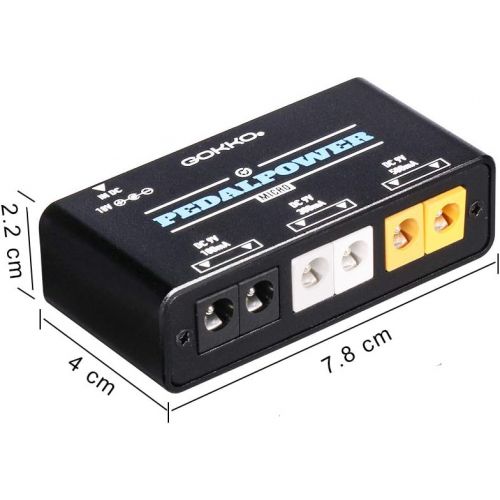  GOKKO Mini Guitar Pedal Power Supply 6 Isolated Outputs DC 9V 100mA/300mA/600mA 2Way Universal Effect Pedal Power Supplies with Smart Short Circuit and Over Current Protection
