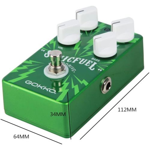  GOKKO AUDIO GK-20 SonicFuel Overdrive Guitar Effect Pedal, True Bypass with Aluminum Alloy Housing