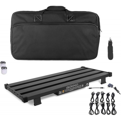  GOKKO GKB-55 Extra Large Guitar Pedal Board with Isolated Power Supply and DI Box, Aluminum Alloy Guitar Pedalboard 25.6 x 12, Come with Mounting Tape and Carry Bag