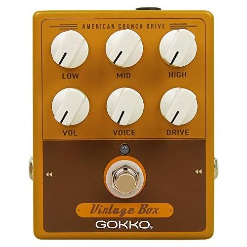  GOKKO GK-33 Vintage Box Acoustic Guitar Pedal, Guitar Effects Pedal for Electric Guitar, 6 Knobs Low Mid High Vol Voice Drive, Analog Fender 57 Deluxe