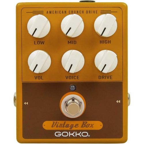  GOKKO GK-33 Vintage Box Acoustic Guitar Pedal, Guitar Effects Pedal for Electric Guitar, 6 Knobs Low Mid High Vol Voice Drive, Analog Fender 57 Deluxe