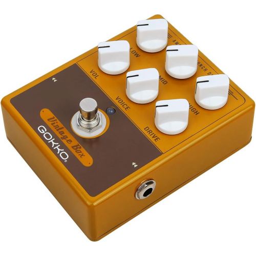  GOKKO GK-33 Vintage Box Acoustic Guitar Pedal, Guitar Effects Pedal for Electric Guitar, 6 Knobs Low Mid High Vol Voice Drive, Analog Fender 57 Deluxe
