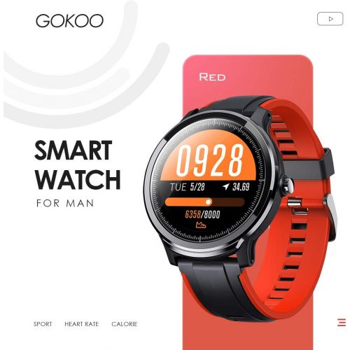  [아마존 핫딜] GOKOO Smart Watch Sport Activity Tracker Waterproof Smartwatch for Men with Blood Pressure Heart Rate Sleep Monitor Breathing Train Step Distance Calorie Full Touch Camera Music Co