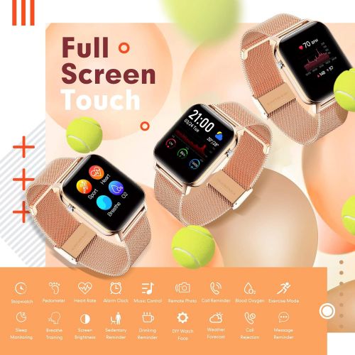  [아마존베스트]Gokoo Womens Smartwatch, 1.4 Inch, IPS HD Touchscreen Fitness Tracker, IP68 Waterproof, SpO2 Stopwatch, Pedometer Watch with Sleep Monitor, Heart Rate Monitor, Music Control, Watch