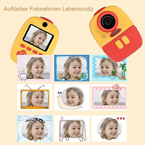  [아마존베스트]GOLDGE Instant Camera Kids Camera Digital Photo Camera Selfie Video Camera with 3 Rolls of Printing Paper 32G Memory Cards Lanyard Stickers Photo Corner Stickers Gift for Children