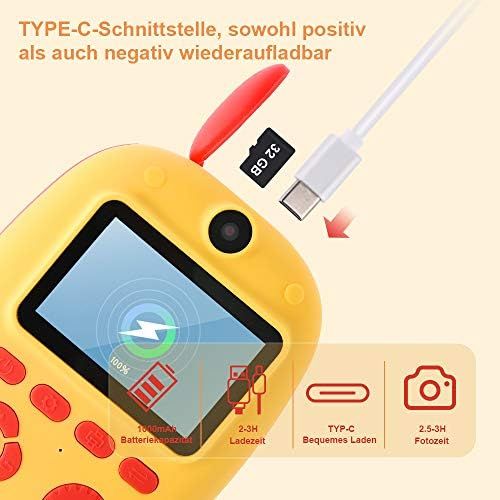  [아마존베스트]GOLDGE Instant Camera Kids Camera Digital Photo Camera Selfie Video Camera with 3 Rolls of Printing Paper 32G Memory Cards Lanyard Stickers Photo Corner Stickers Gift for Children