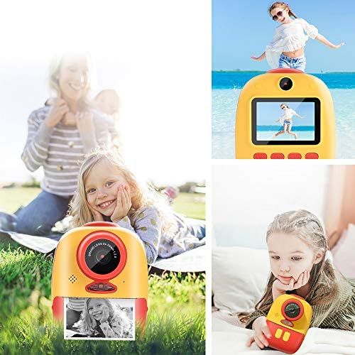  [아마존베스트]GOLDGE Instant Camera Kids Camera Digital Photo Camera Selfie Video Camera with 3 Rolls of Printing Paper 32G Memory Cards Lanyard Stickers Photo Corner Stickers Gift for Children