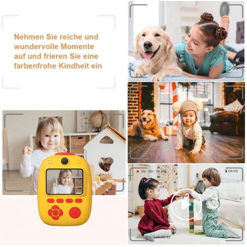  [아마존베스트]GOLDGE Instant Camera Kids Camera Digital Photo Camera Selfie Video Camera with 3 Rolls of Printing Paper 32G Memory Cards Lanyard Stickers Photo Corner Stickers Gift for Children