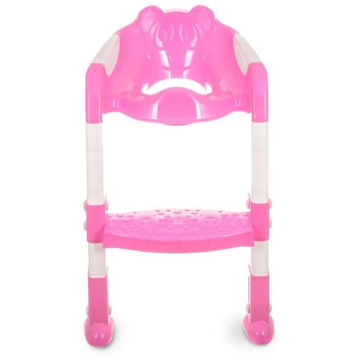  GOLDNCONN Portable and Durable Children Potty Seat with Ladder Kids Toilet Folding Potty Chair Training (Pink L)
