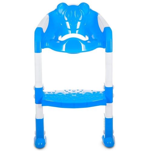  GOLDNCONN Portable and Durable Children Potty Seat with Ladder Kids Toilet Folding Potty Chair Training (Blue L)