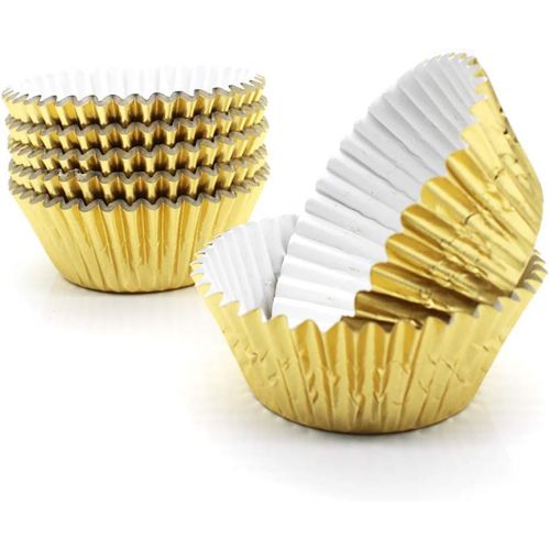  [아마존베스트]Gold Cupcake Liners,GOLF Standard Gold Foil Cupcake Liners Wrappers Metallic Baking Cups ,Muffin Paper Cases, 100 Pack