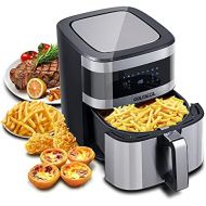 GOLMEZIL Air Fryer 5.5 L XXL, Deep Fryer, 1500 W Fryer Airfryer, Hot Air Fryer with Digital LED Touch Screen, 8 Programmes, Preheating and Keeping Warm, 100 Recipe Booklet, Oil Not