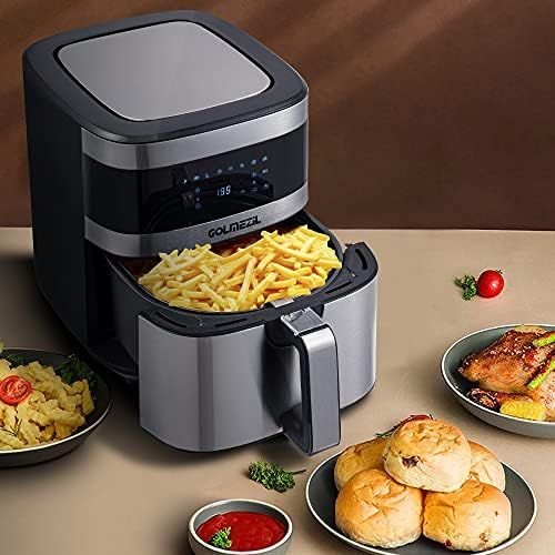  GOLMEZIL Air Fryer 5.5 L XXL, Deep Fryer, 1500 W Fryer Airfryer, Hot Air Fryer with Digital LED Touch Screen, 8 Programmes, Preheating and Keeping Warm, 100 Recipe Booklet, Oil Not