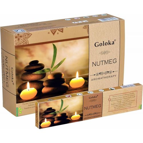  인센스스틱 GOLOKA Aromatherapy Series Collection high end Incense Sticks- 6 Boxes of 15 GMS (Total 90 GMS) (Aroma Nutmeg)