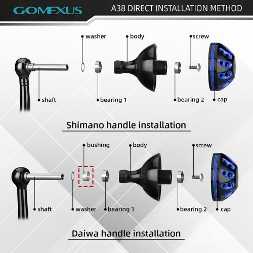  GOMEXUS Power Knob Compatible for Shimano Stradic CI4 Sahara FI Daiwa Ballistic LT Exceler LT Spinning Reel Handle Replacement Direct Fitment Metal